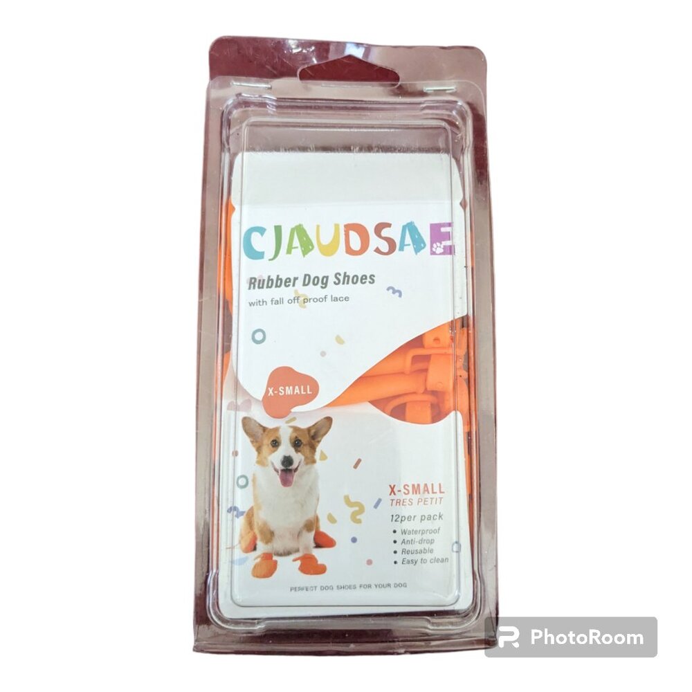 CJAUDSAE ORANGE RUBBER DOG SHOES/ BOOTS - X-SMALL - BRAND NEW - PACK OF 12